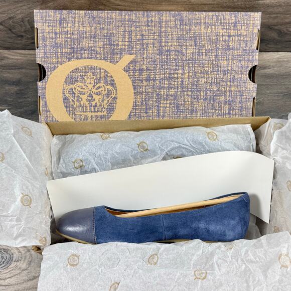 NIB Born 8M Batti Suede Mix Media Cap Toe Ballet Flats Navy - Picture 8 of 9